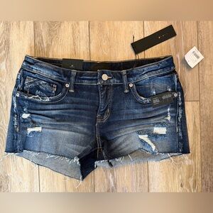 NWT/BUCKLE BLACK Fit No. 53 Mid-Rise Stretch Jean shorts size 28